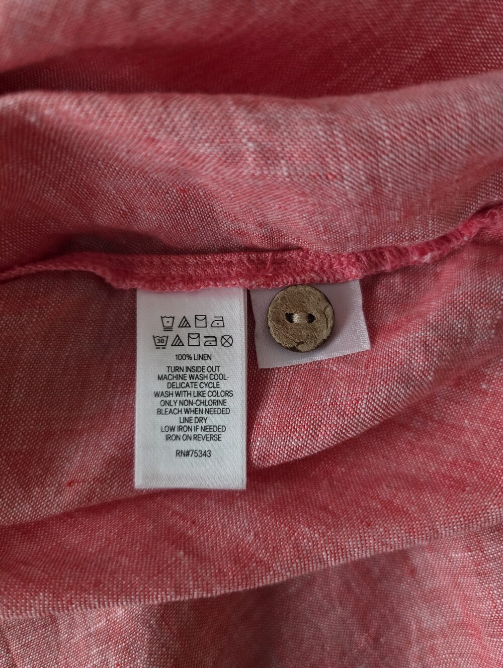 Cynthia Rowley Pink 100% Linen Side Button Short Sleeve Top XL Coastal - Picture 5 of 7